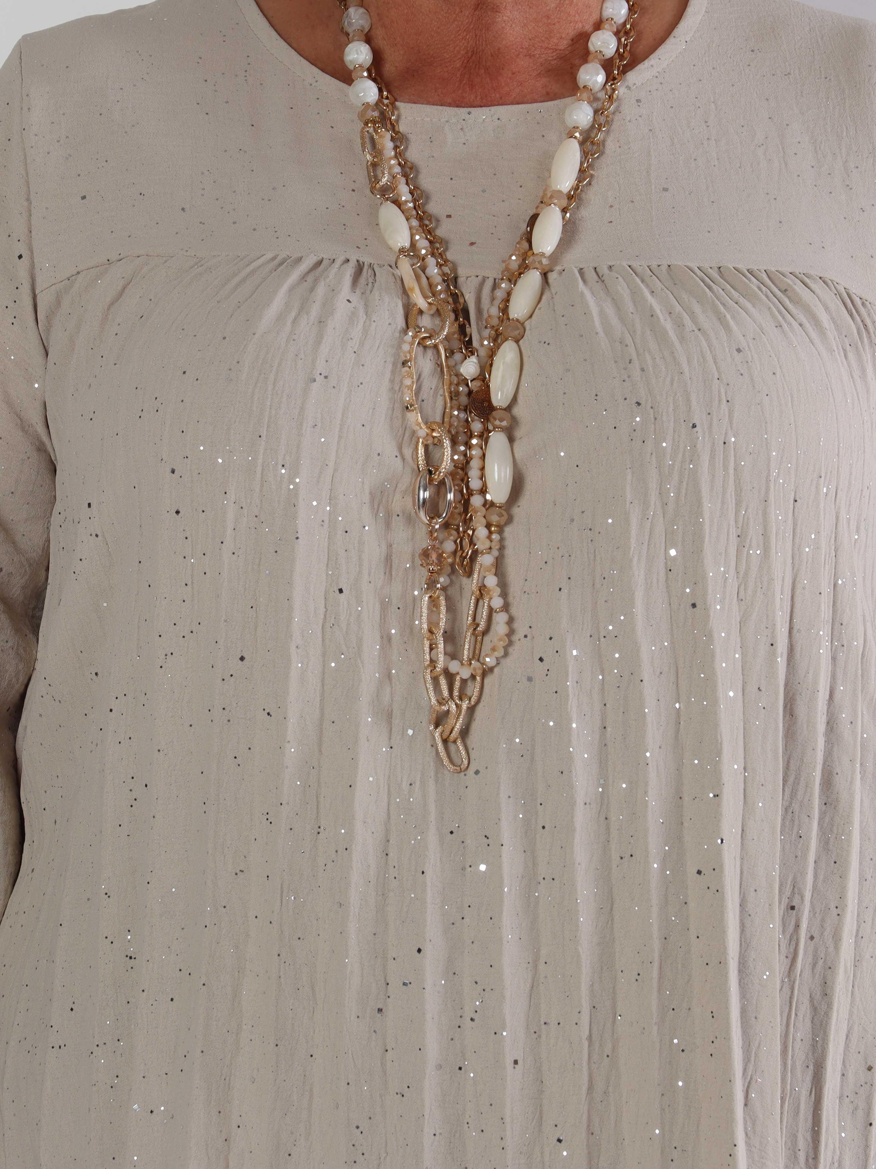 Nancy Glitter Shirt L/S - Plisseret plus size bluse med glitter